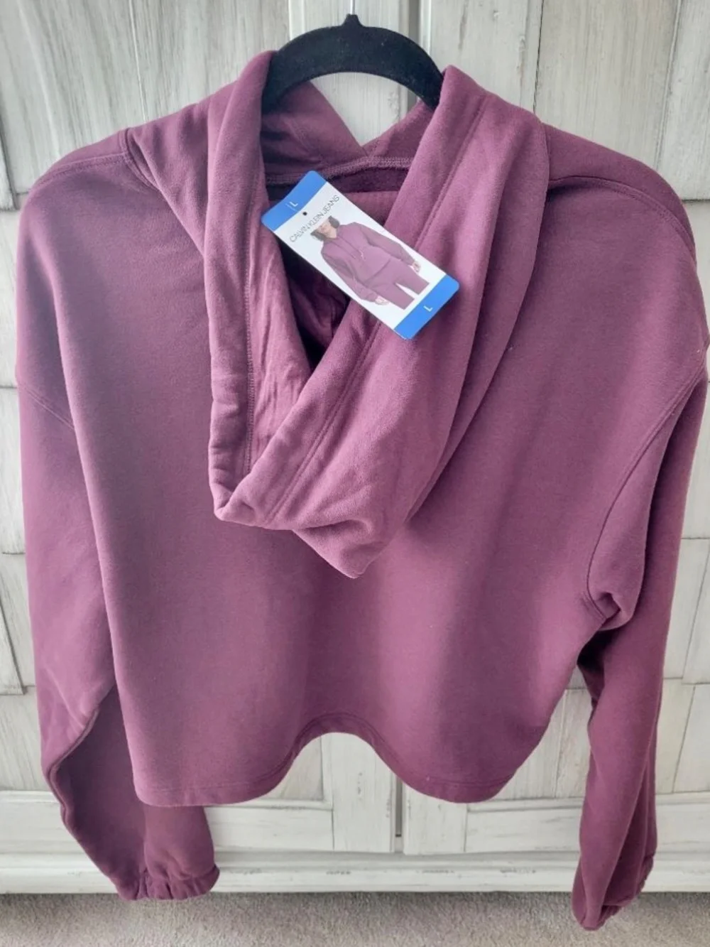CALVIN KLEIN JEANS Women's Crop Top Hoodie Sweatshirt Size Large Red